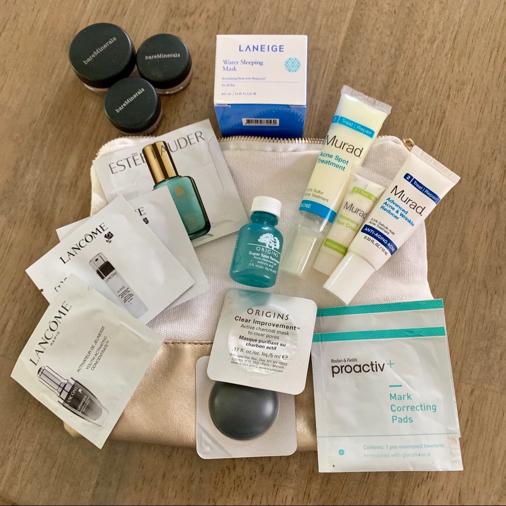 Lot of make up and skincare samples